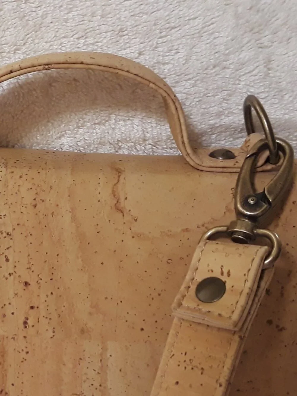 Natural Cork Portugal Convertible Satchel Crossbody Bag Top Handle and Strap EUC